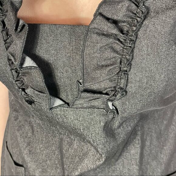 Perceptions New York Dark Gray Ruffled Neck Dress - Picture 4 of 11